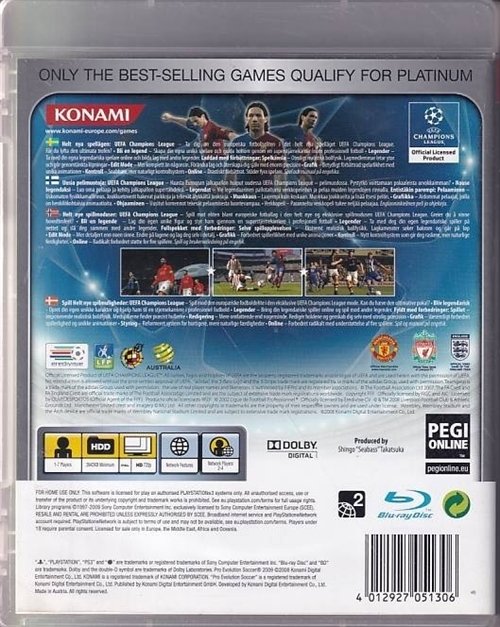 Pro Evolution Soccer 2009 - Platinum - PS3 (B Grade) (Genbrug)